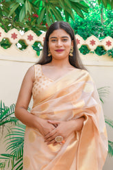 Kavvya Off-White Soft & Lightweight Kora Organza Weaving Silk Saree - KAVVYA